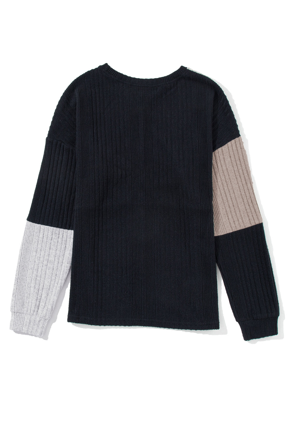 Black Colorblock Textured Knit Top