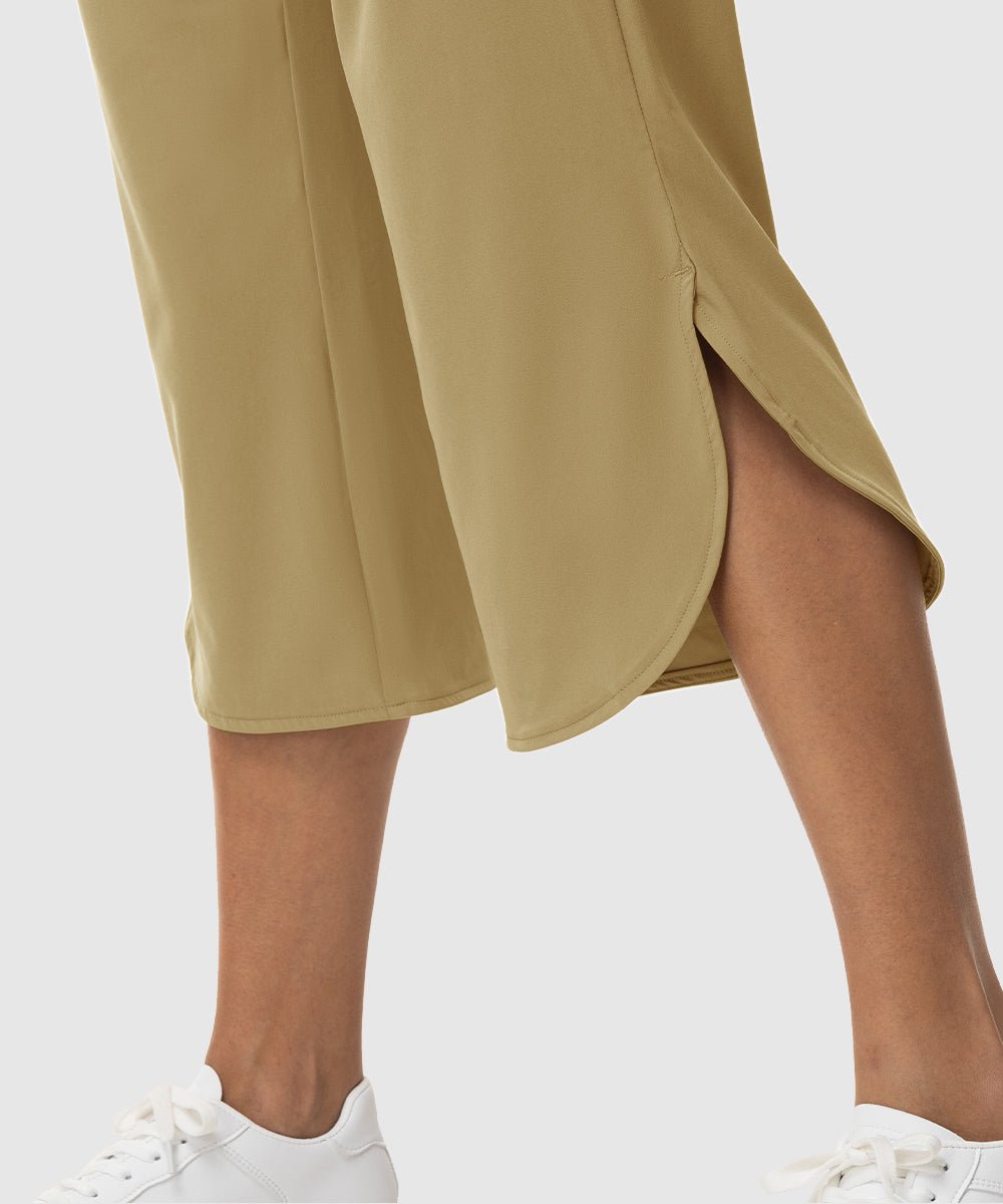 Women's Micro-Elastic Wide-Leg Cropped Pants