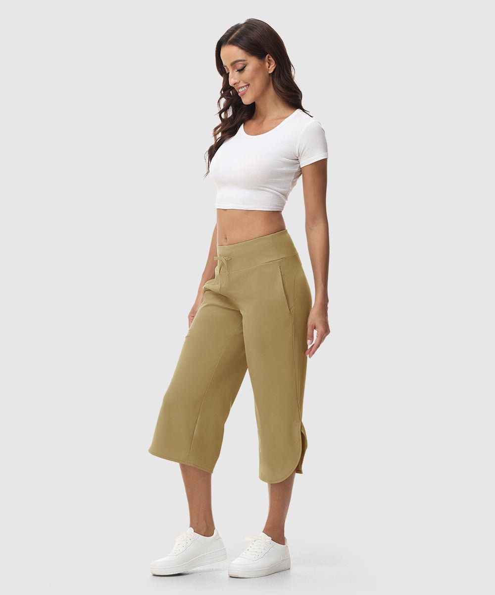 Women's Micro-Elastic Wide-Leg Cropped Pants