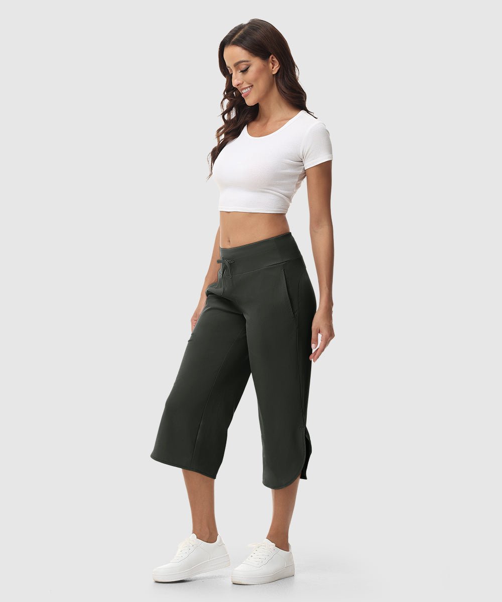 Women's Micro-Elastic Wide-Leg Cropped Pants