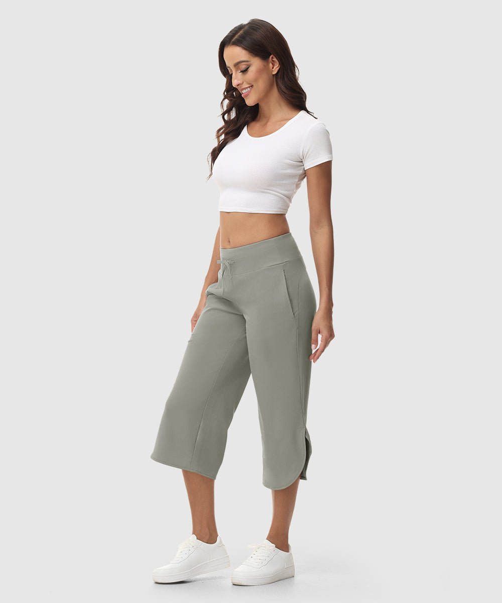 Women's Micro-Elastic Wide-Leg Cropped Pants