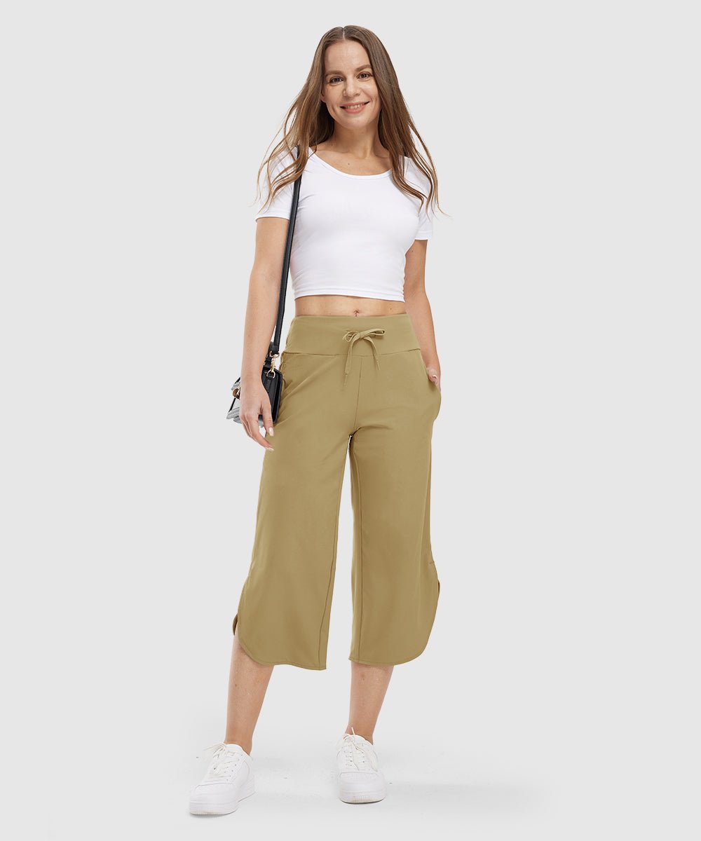 Women's Micro-Elastic Wide-Leg Cropped Pants