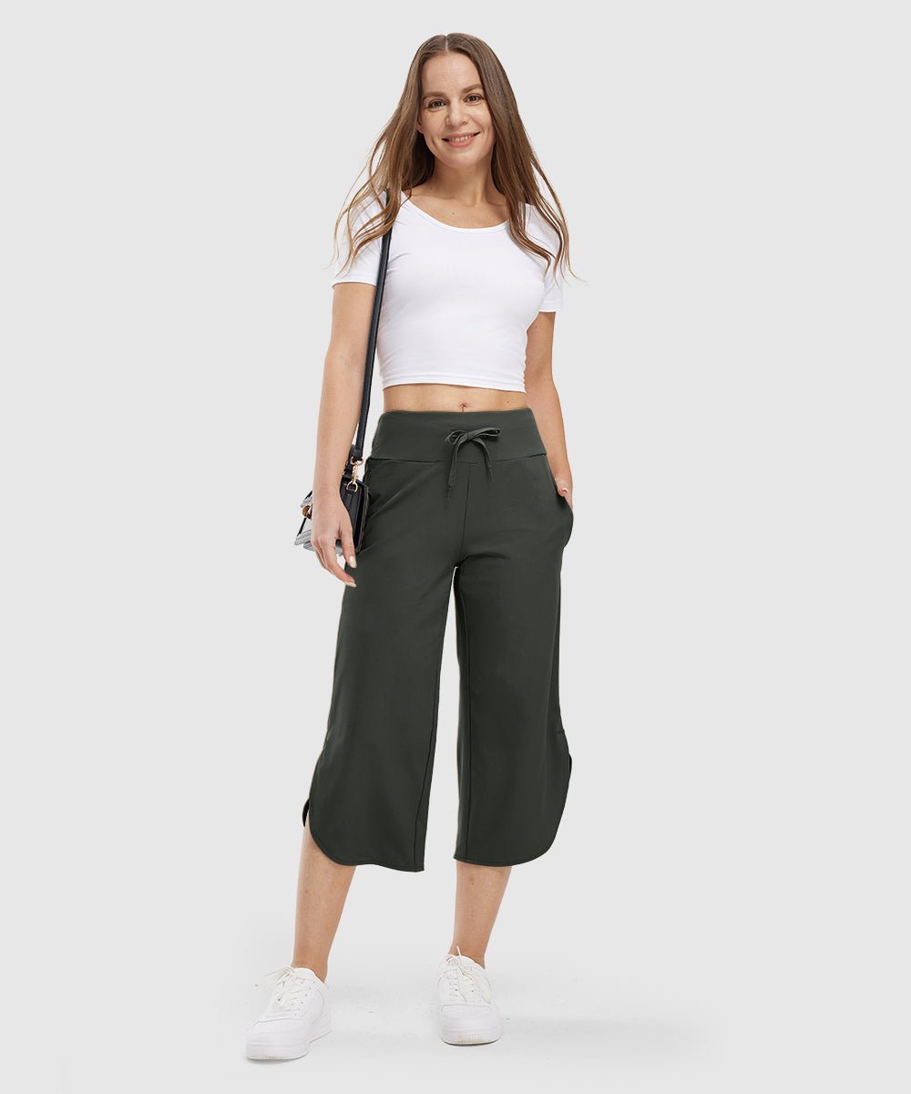 Women's Micro-Elastic Wide-Leg Cropped Pants