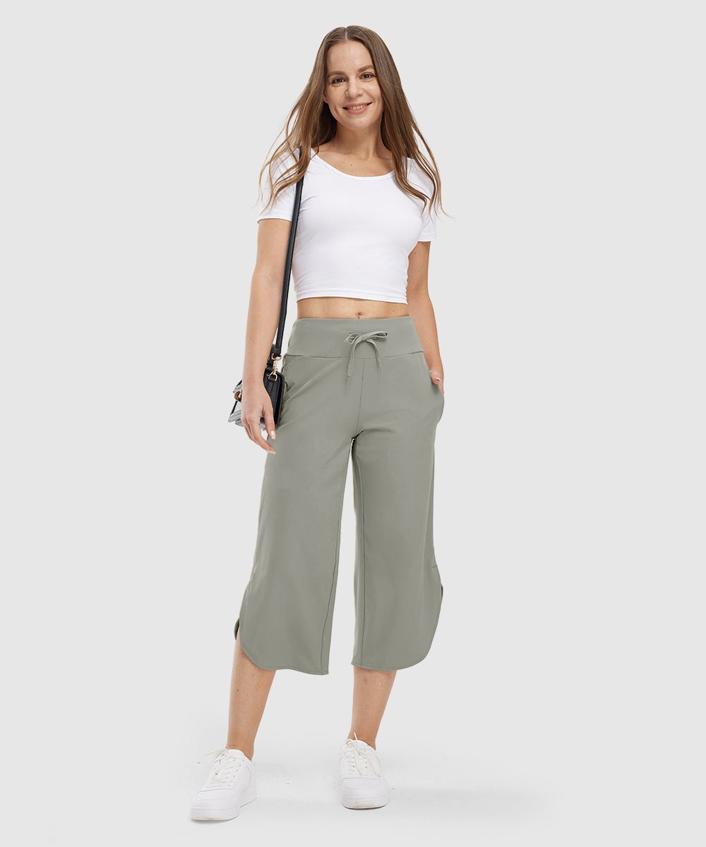 Women's Micro-Elastic Wide-Leg Cropped Pants