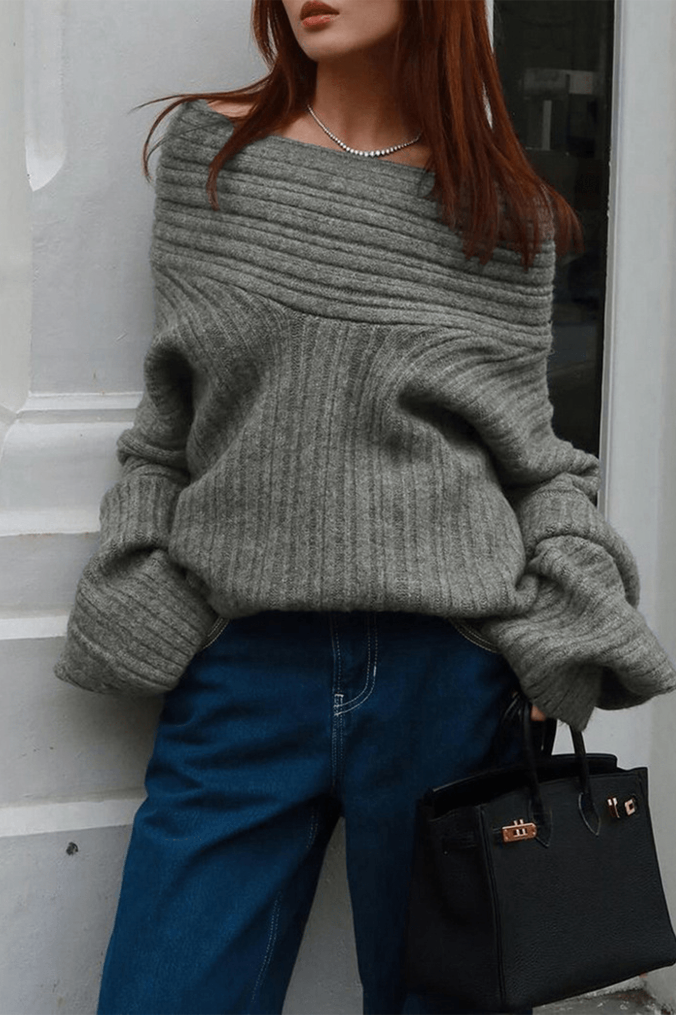 Solid Off Shoulder Full Sleeve Sweater