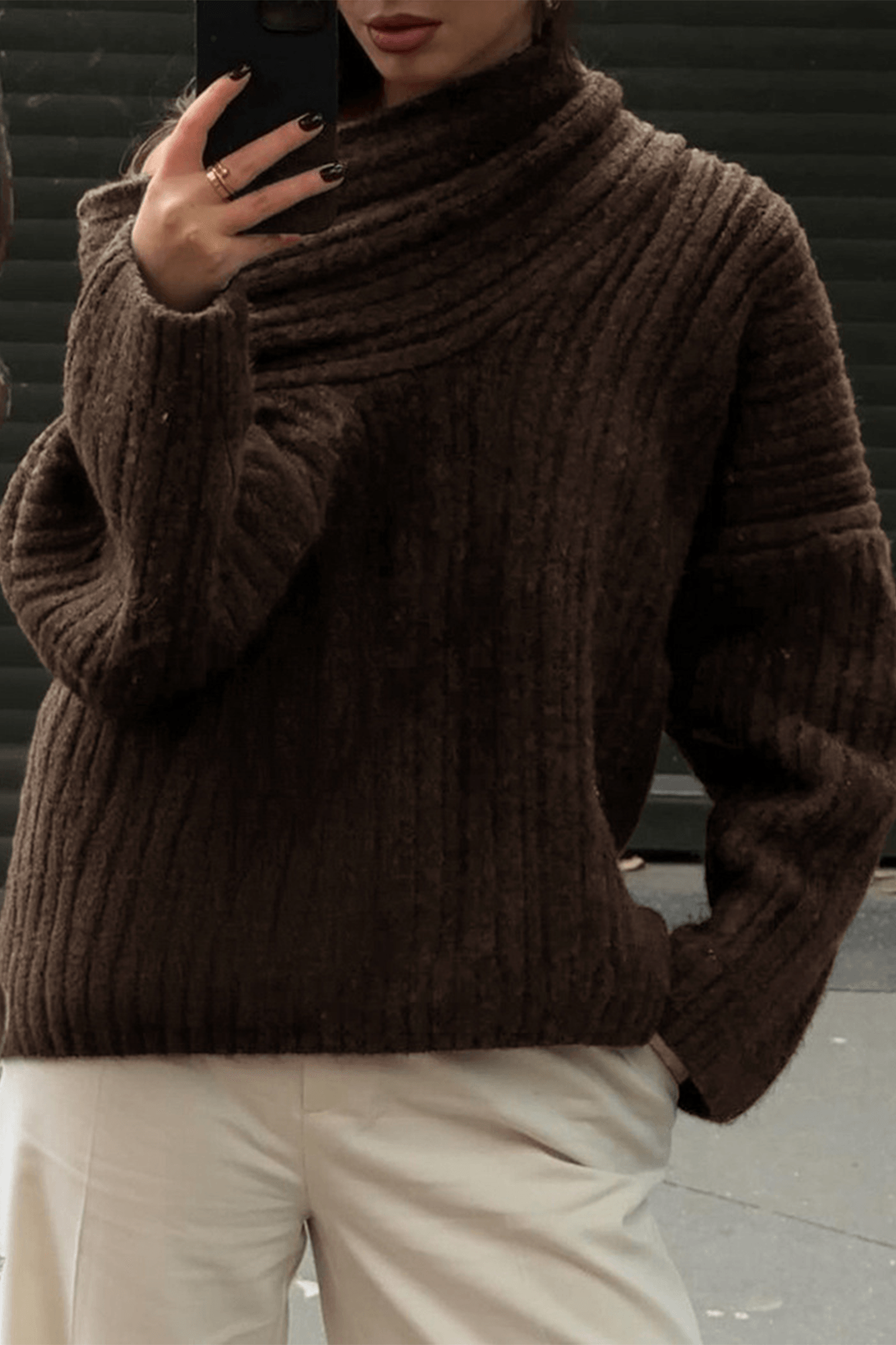 Solid Off Shoulder Full Sleeve Sweater