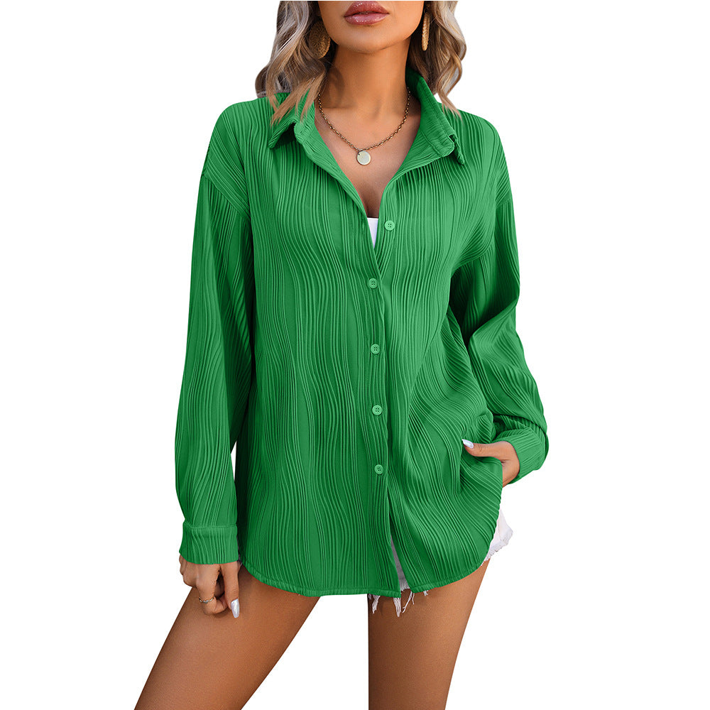 Women's wavy texture loose fashion shirt