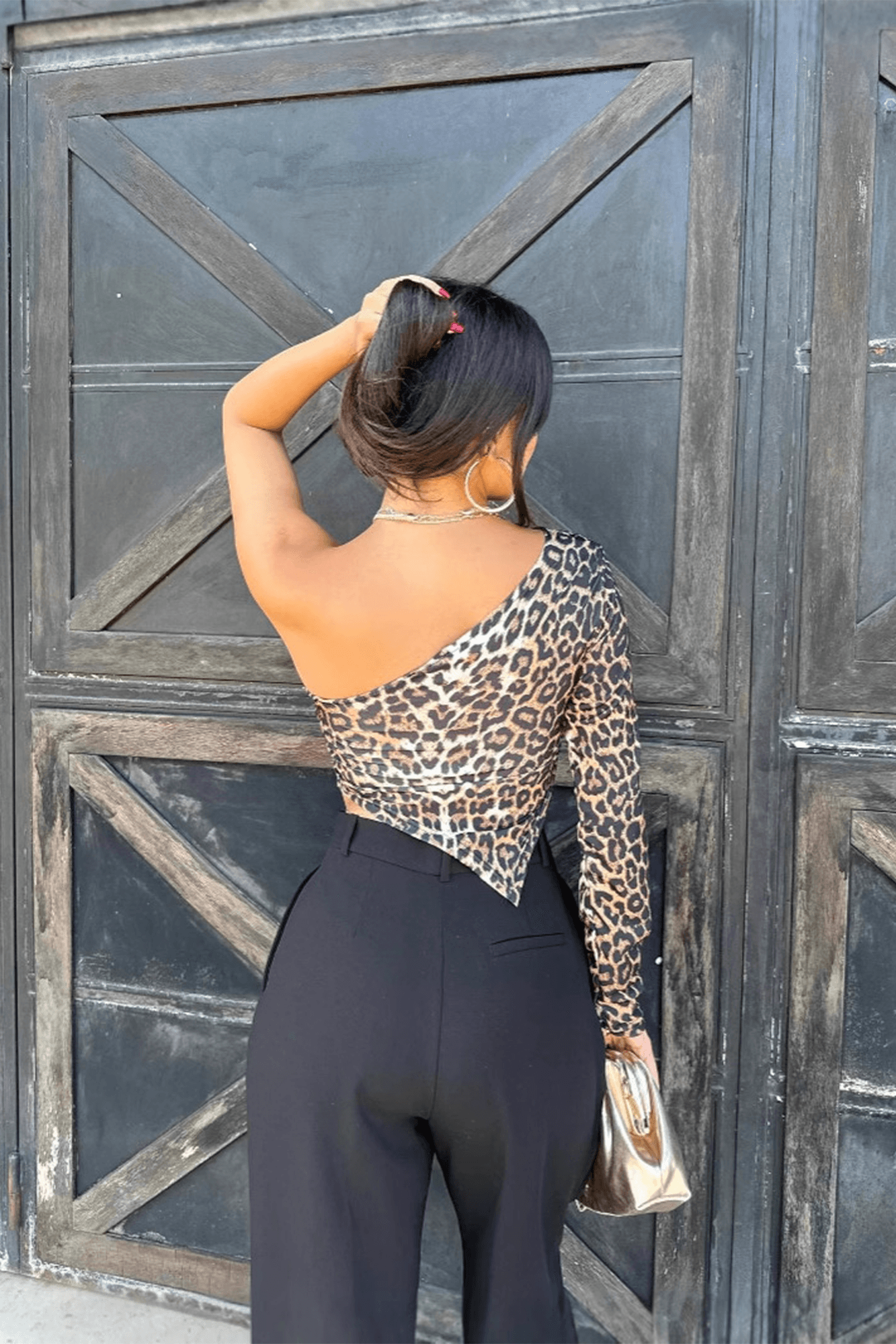 Leopart Print One Shoulder Top