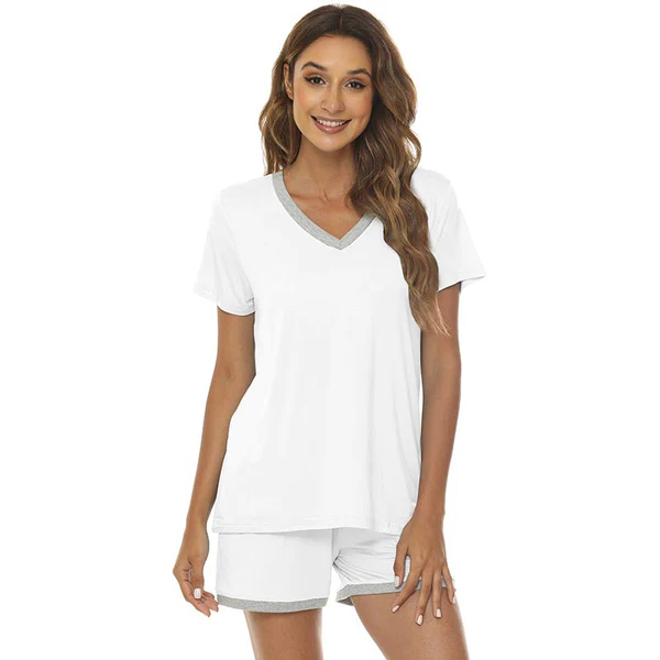 Women's short casual V-neck pajama set