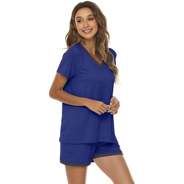 Women's short casual V-neck pajama set