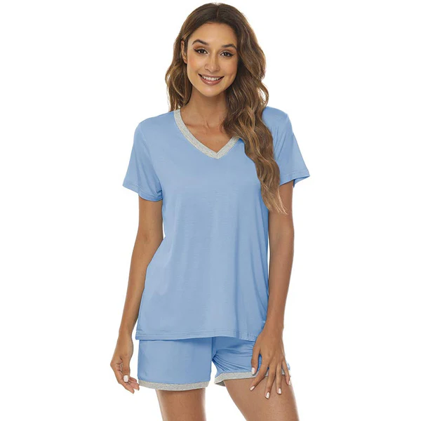 Women's short casual V-neck pajama set