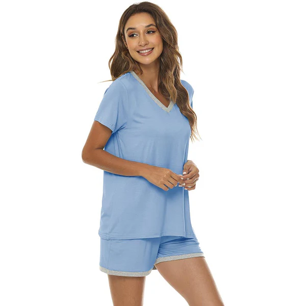 Women's short casual V-neck pajama set