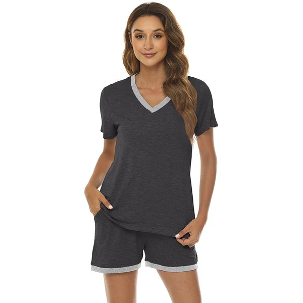 Women's short casual V-neck pajama set