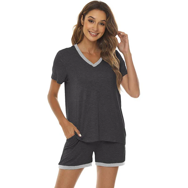 Women's short casual V-neck pajama set