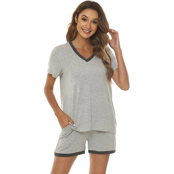 Women's short casual V-neck pajama set