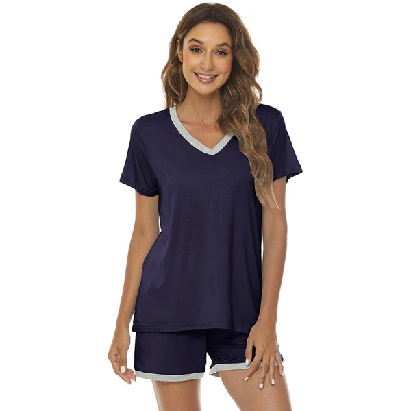 Women's short casual V-neck pajama set