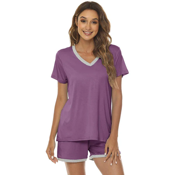 Women's short casual V-neck pajama set