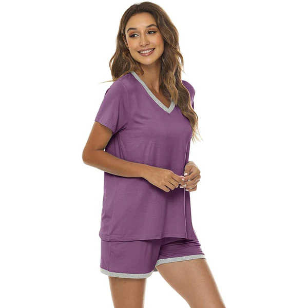 Women's short casual V-neck pajama set