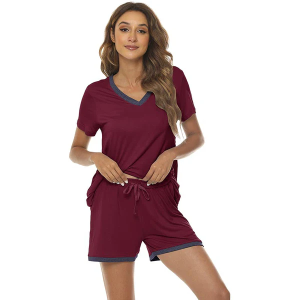 Women's short casual V-neck pajama set