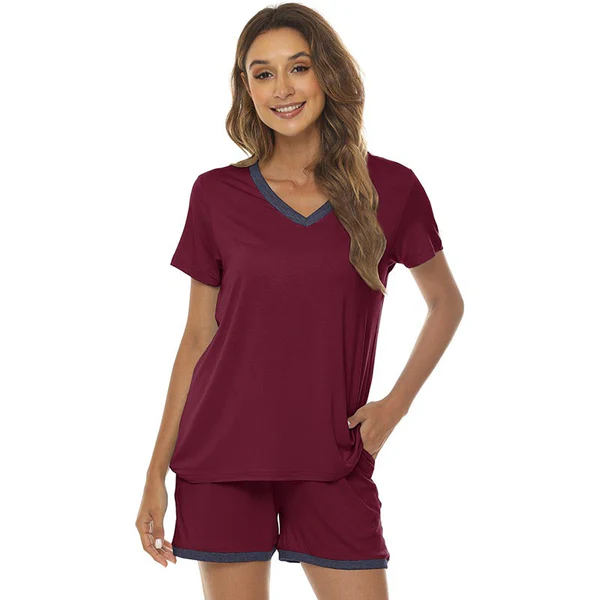 Women's short casual V-neck pajama set