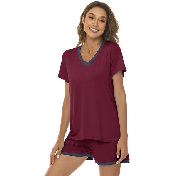 Women's short casual V-neck pajama set