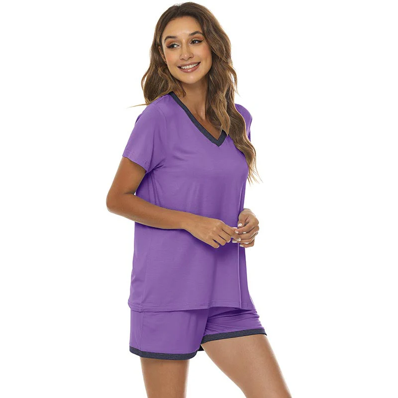 Women's short casual V-neck pajama set