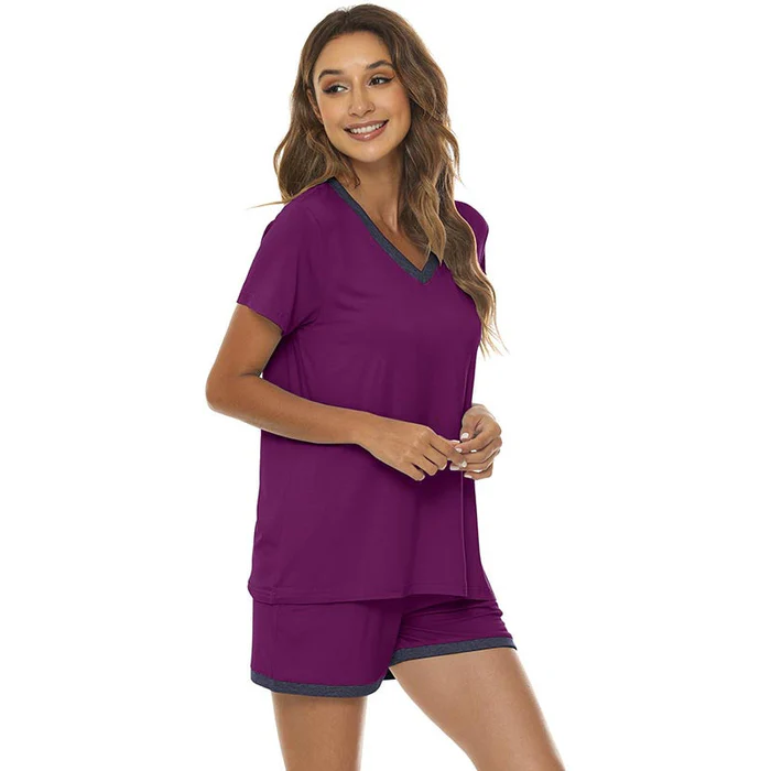 Women's short casual V-neck pajama set