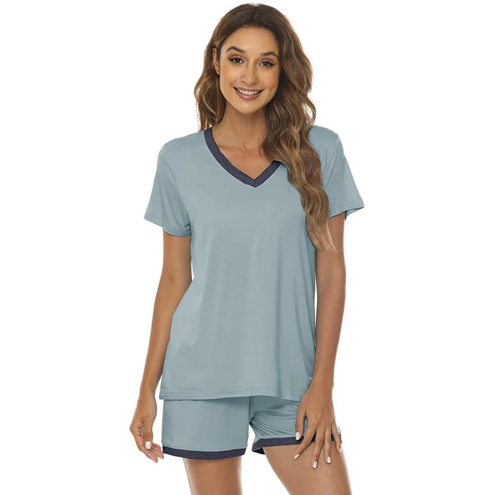 Women's short casual V-neck pajama set