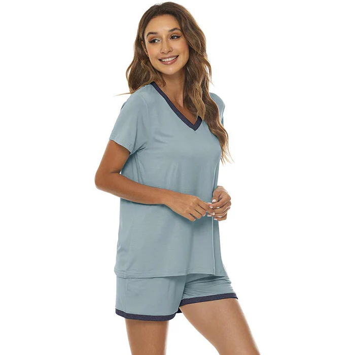 Women's short casual V-neck pajama set