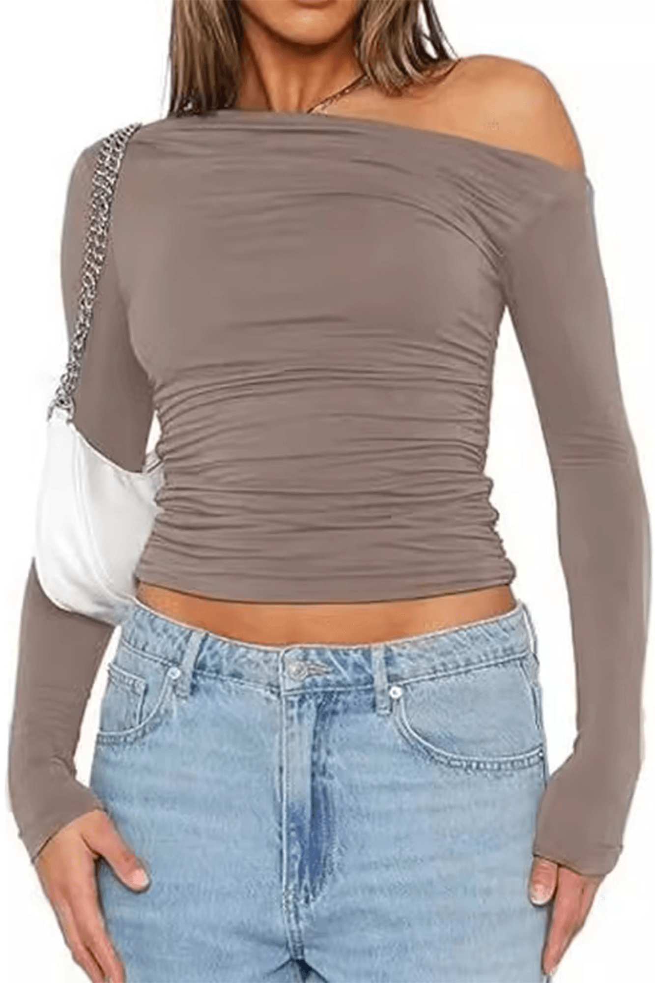 One Shoulder Long Sleeve Top