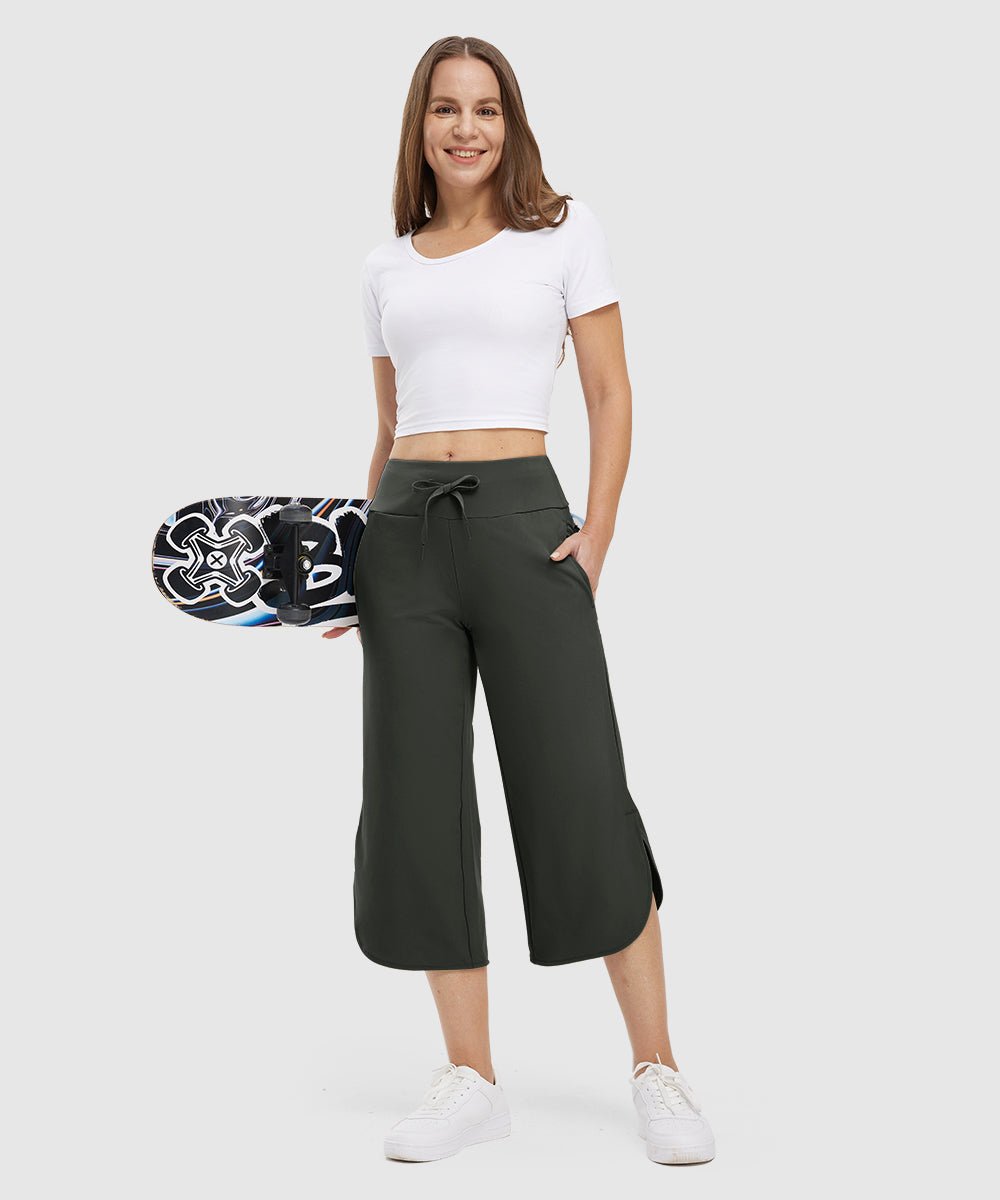 Women's Micro-Elastic Wide-Leg Cropped Pants