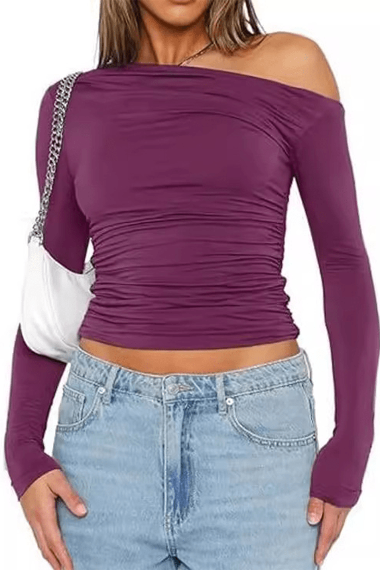 One Shoulder Long Sleeve Top