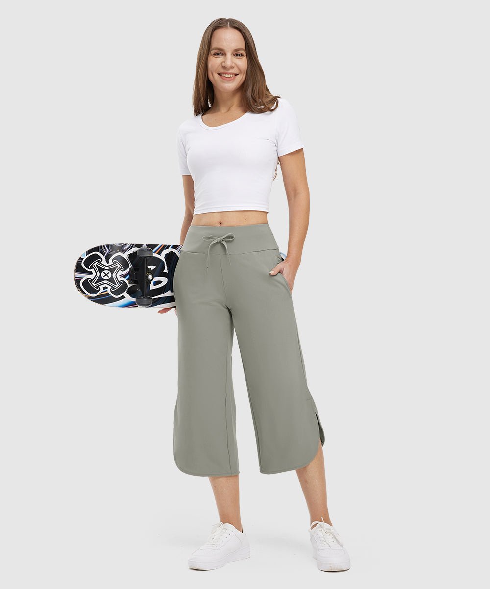 Women's Micro-Elastic Wide-Leg Cropped Pants