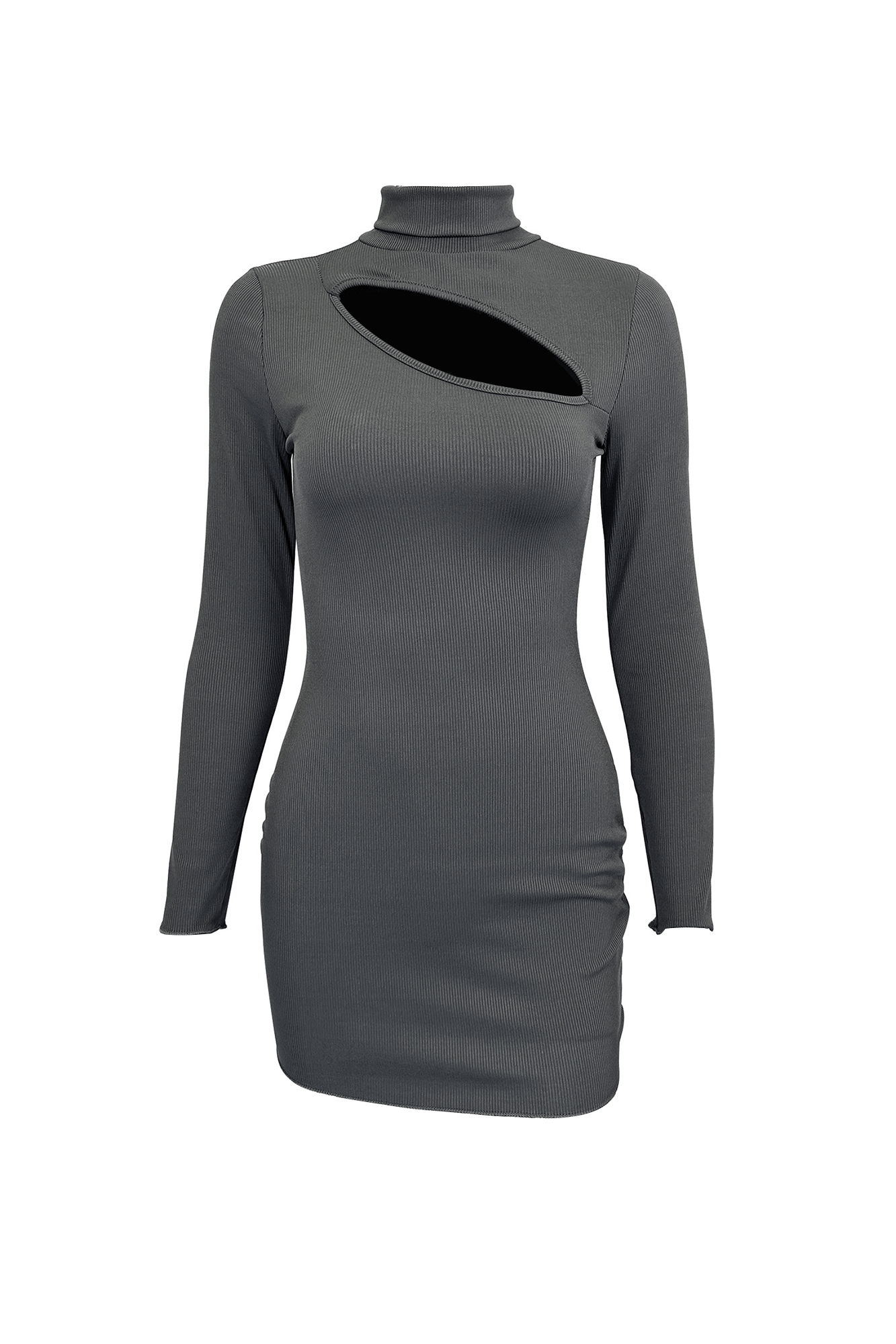 Mock Neck Cut Out Full Sleeve Mini Dress