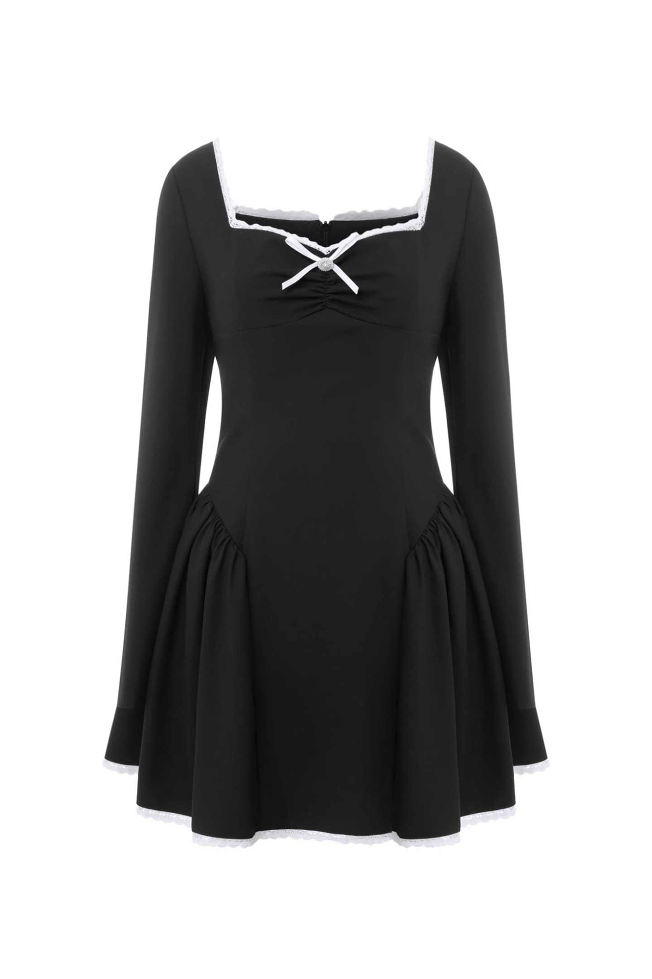 Square Neck Bow Tie Knit Mini Dress