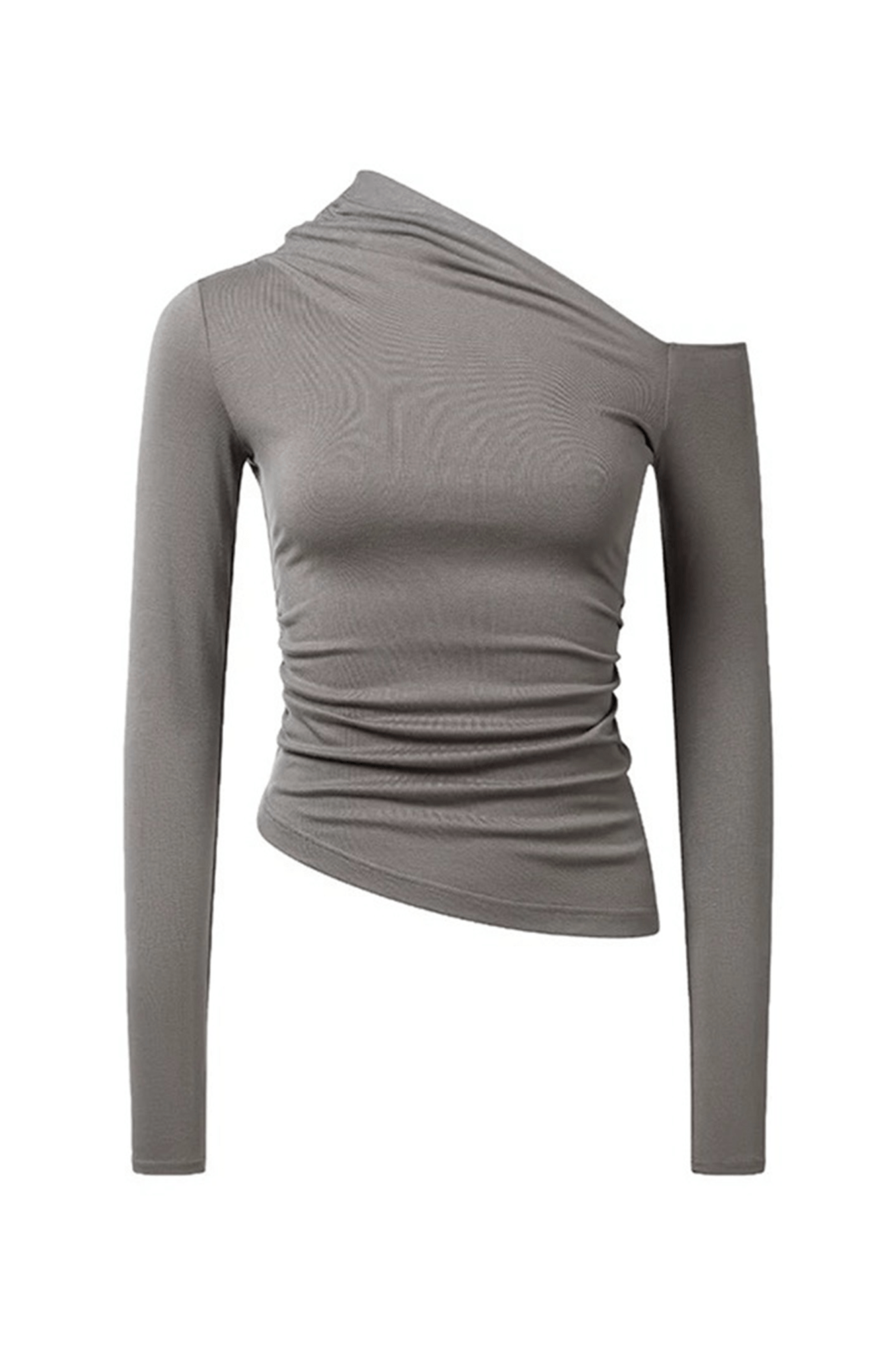 Mock Neck Long Sleeve One Shoulder Top