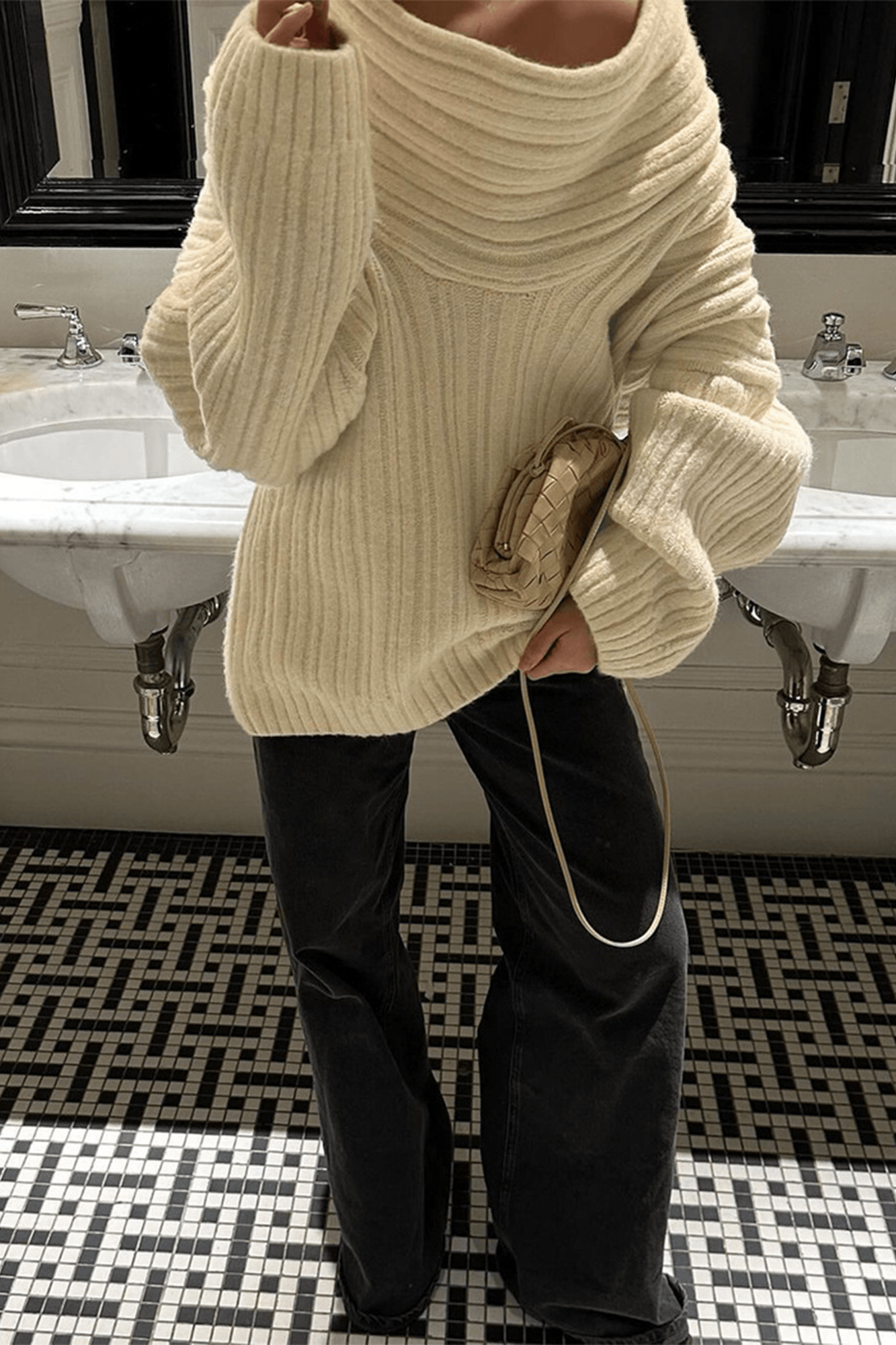 Solid Off Shoulder Full Sleeve Sweater