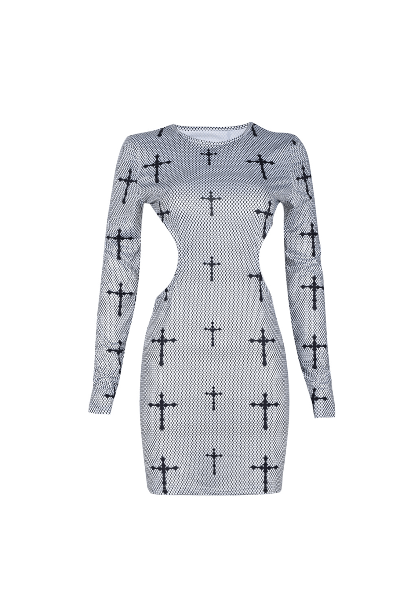 Backless Tie Cross Pattern Mini Dress