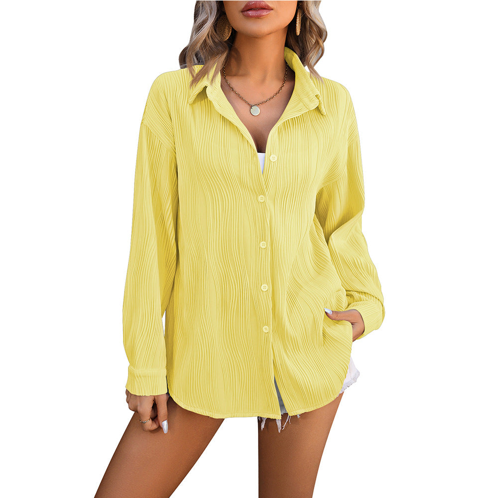 Women's wavy texture loose fashion shirt