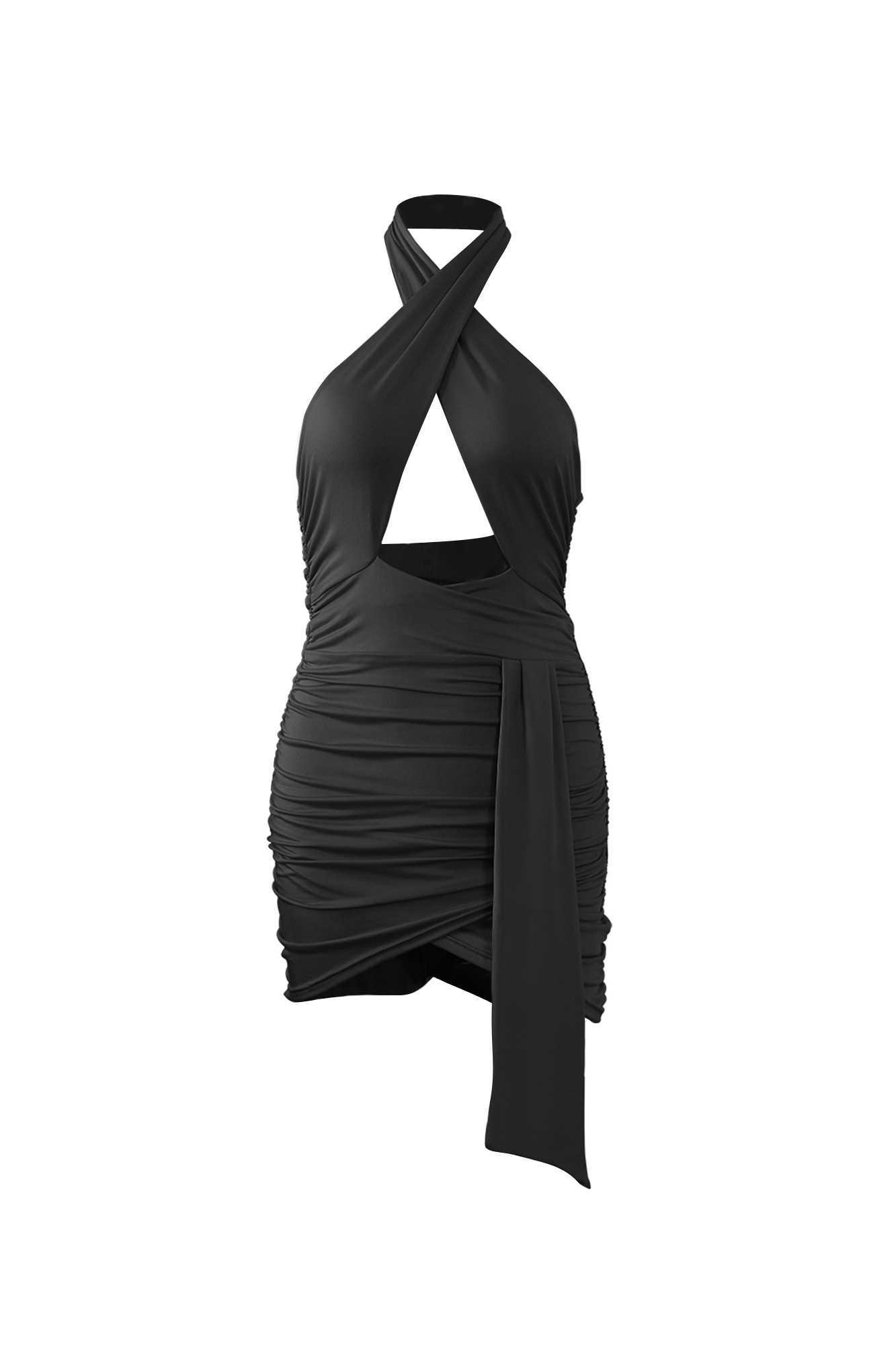 Cross Neck Cut Out Backless Mini Dress