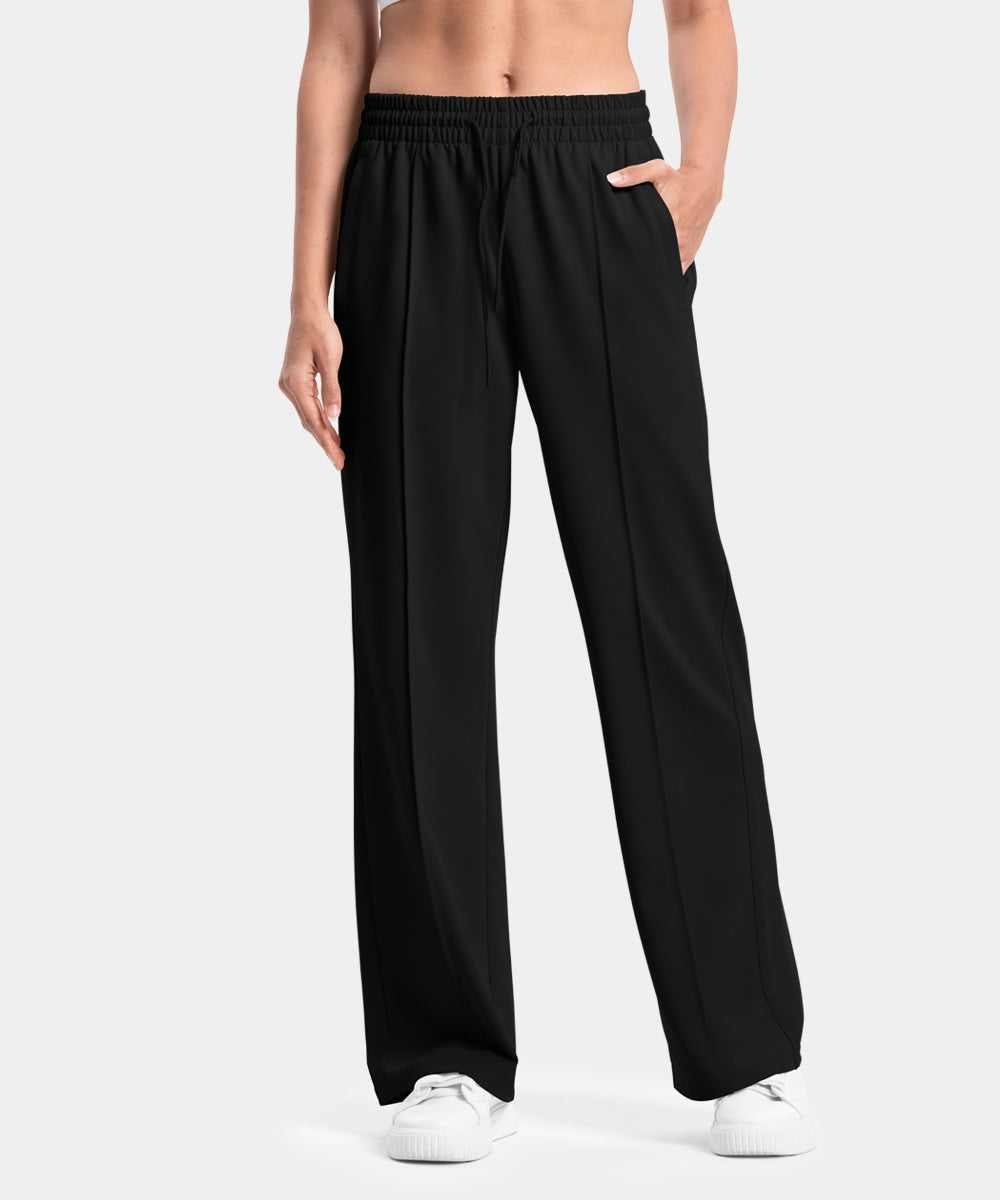 Women's Funnel-Neck Half Zip Pullover and Wide Leg Pants Lounge Sets