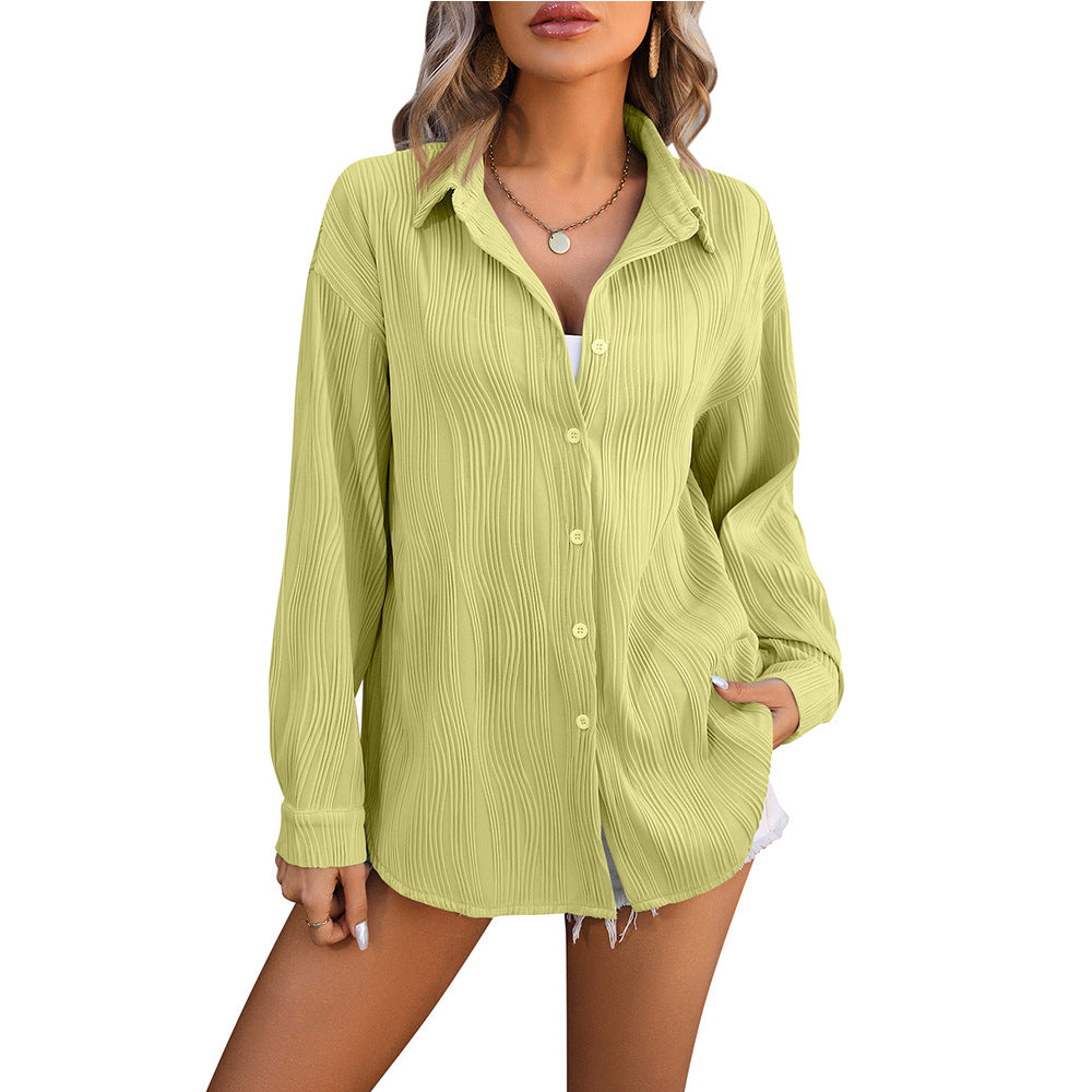 Women's wavy texture loose fashion shirt