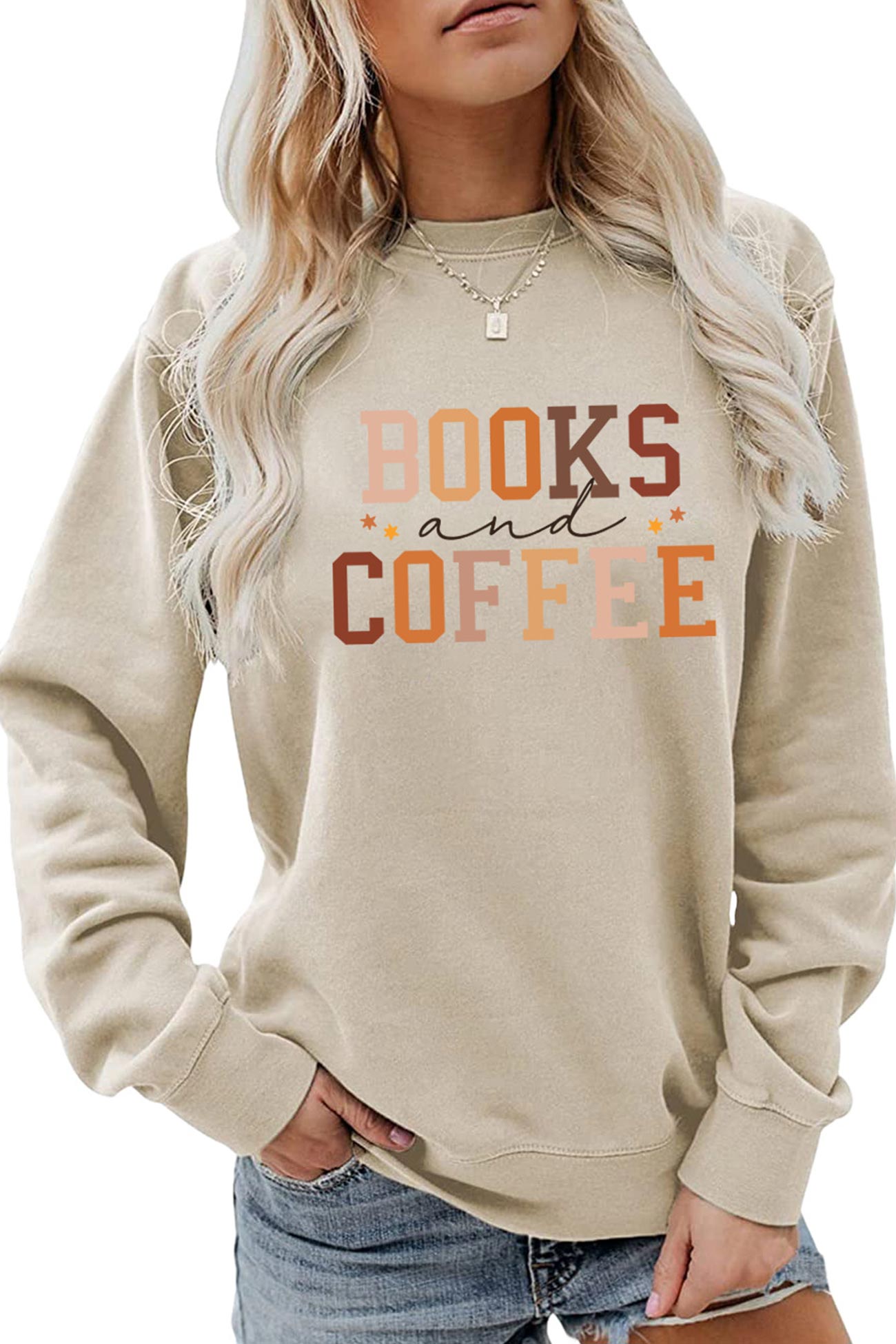 Books Coffee Letter Printed Sweatshirts