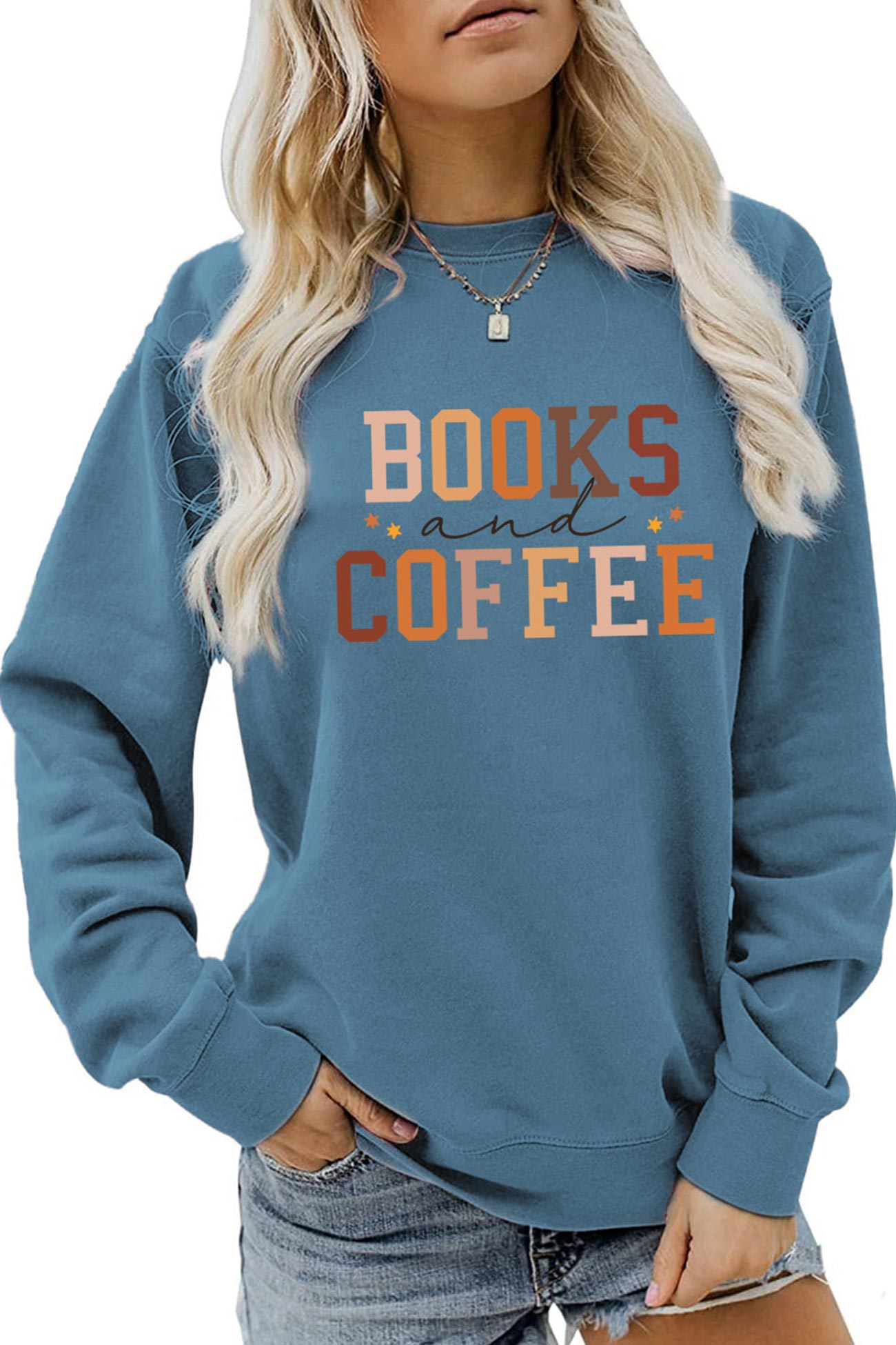 Books Coffee Letter Printed Sweatshirts