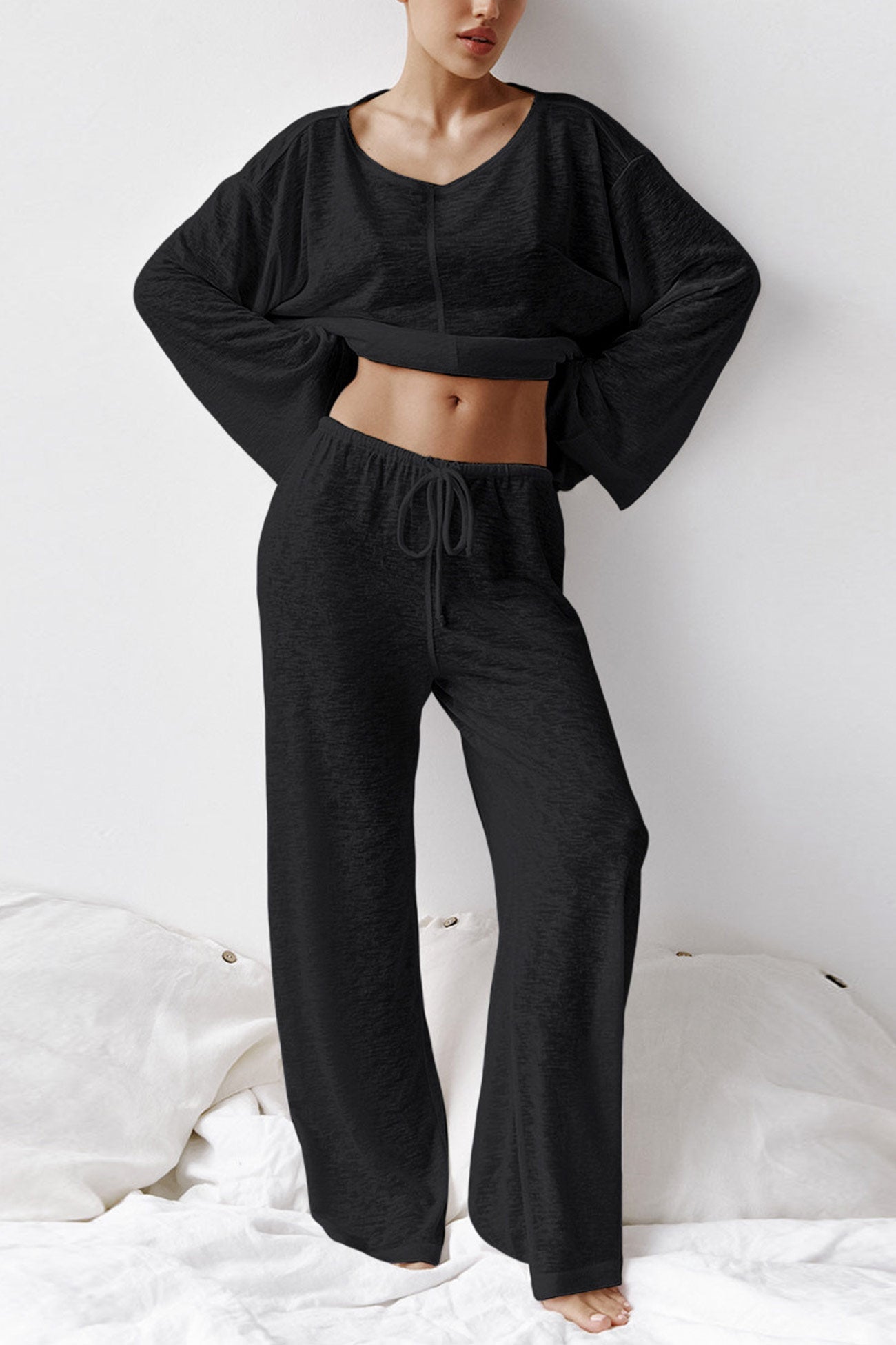 Crew Neck Long Flare Sleeve Loungewear