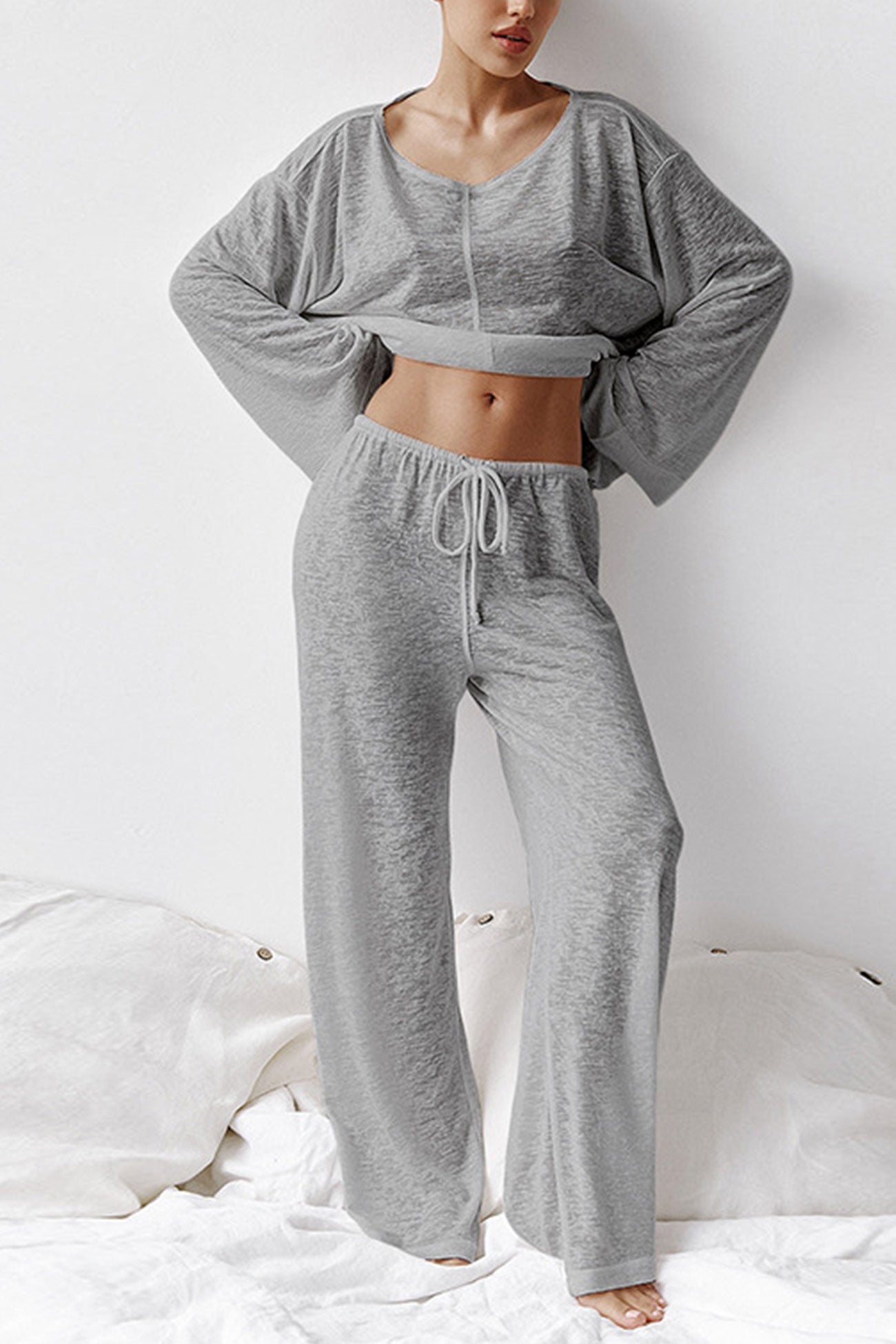 Crew Neck Long Flare Sleeve Loungewear