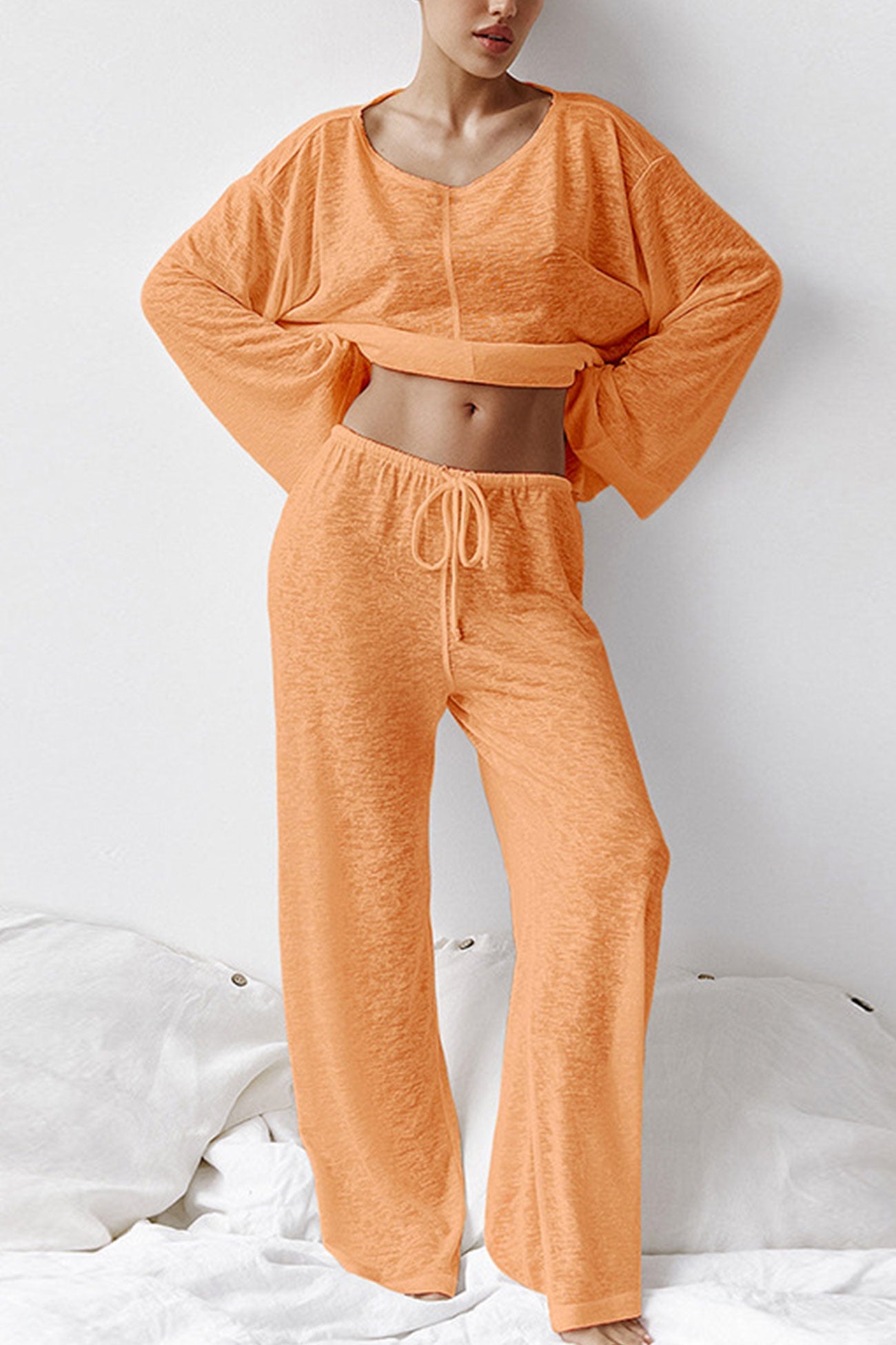 Crew Neck Long Flare Sleeve Loungewear