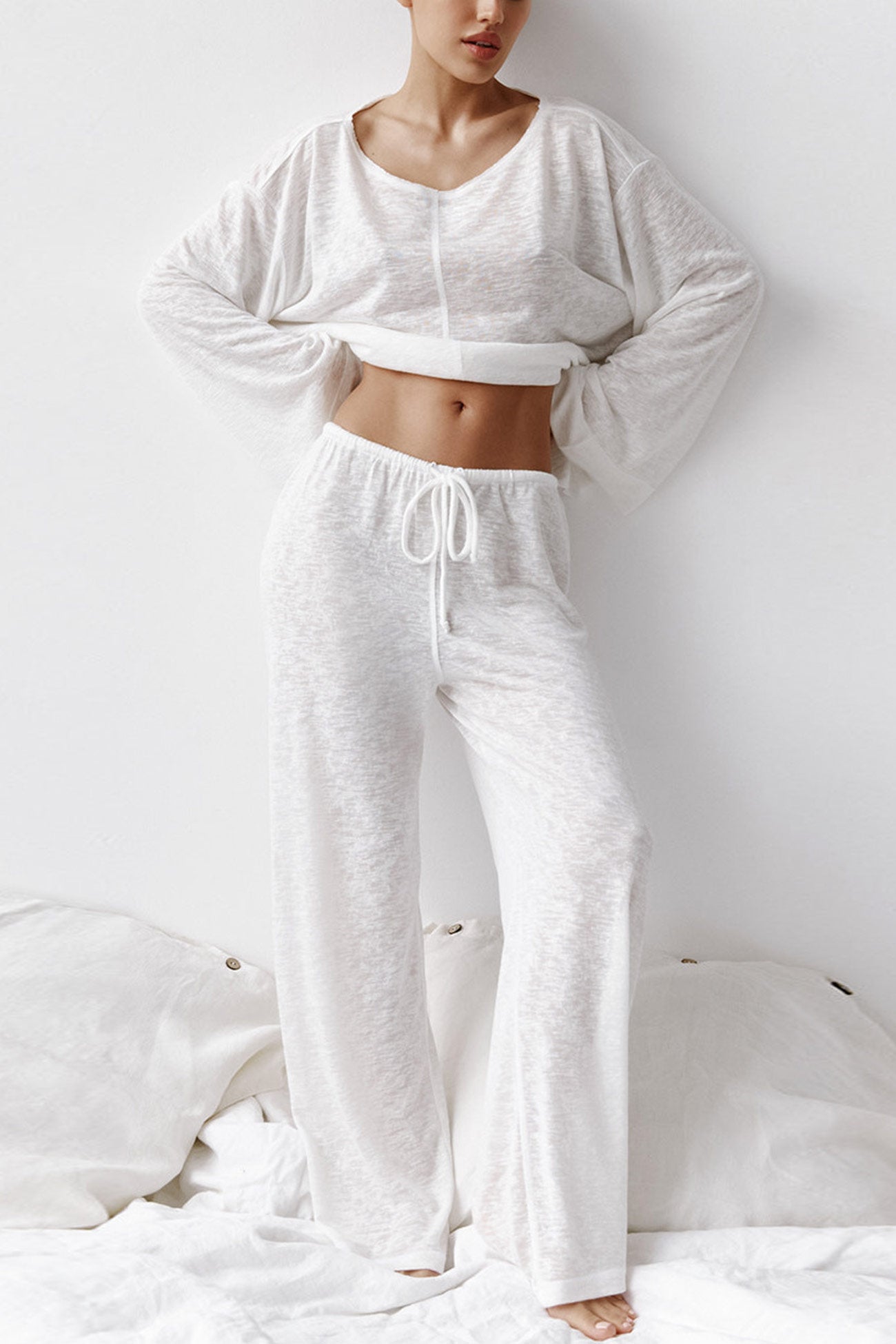 Crew Neck Long Flare Sleeve Loungewear