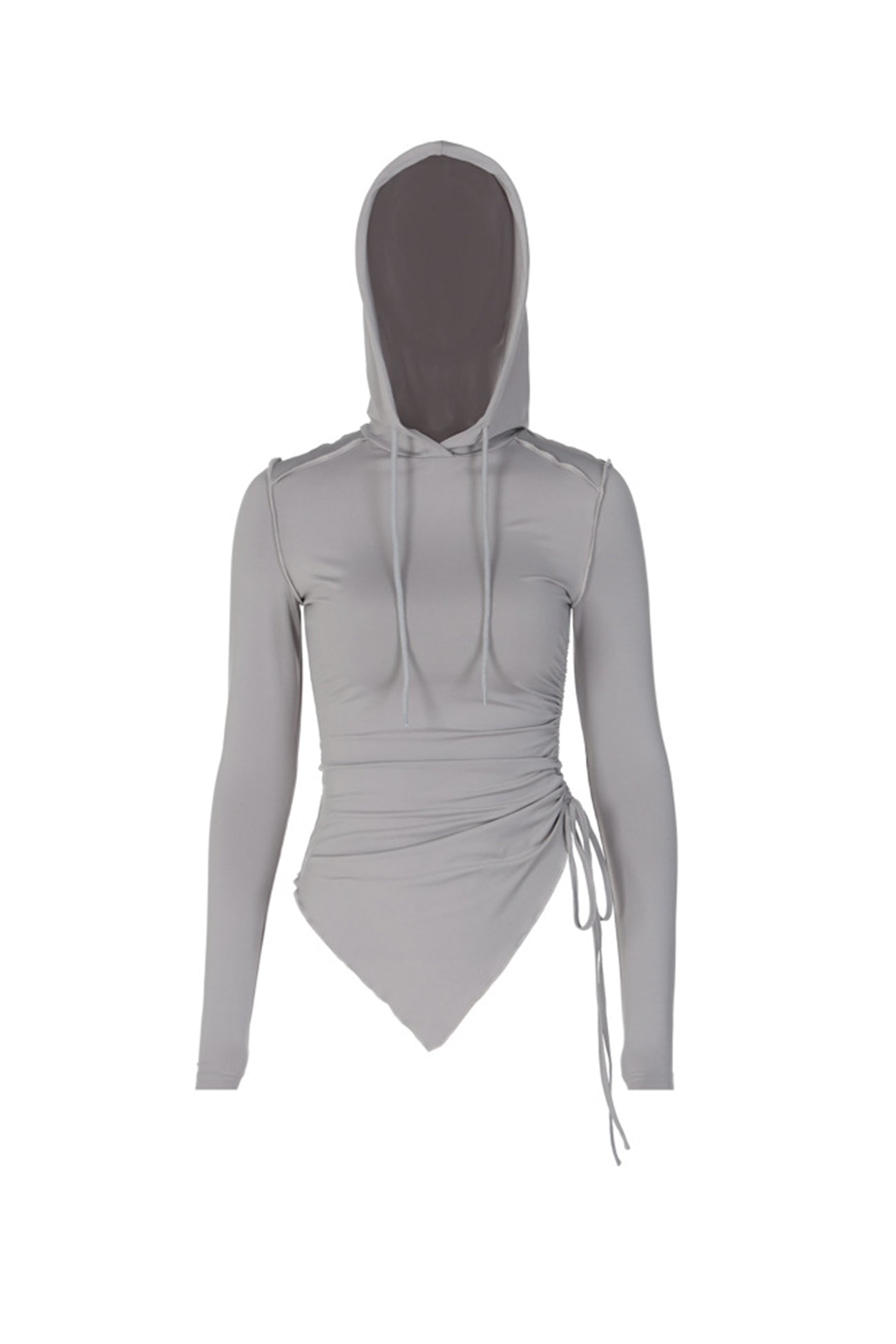 Drawstring Irregular Hem Hoodie