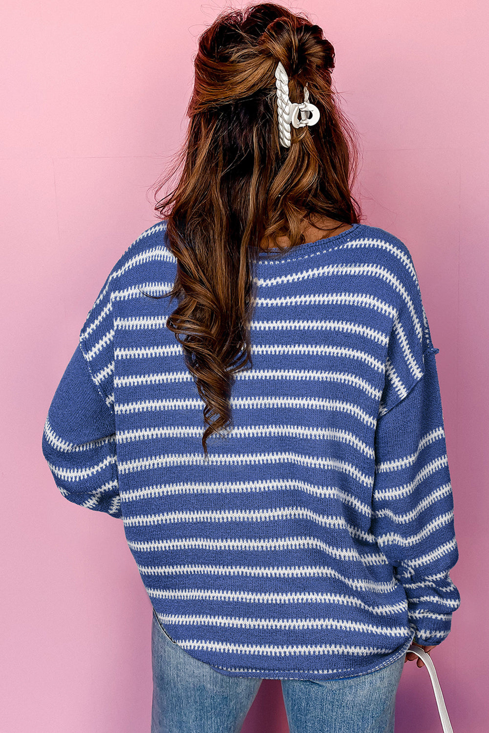 Stripe Drop Shoulder Casual Sweater